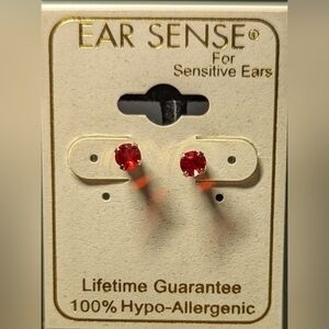 Ear Sense Brand Ruby crystal earrings hypoallergenic.NWT.